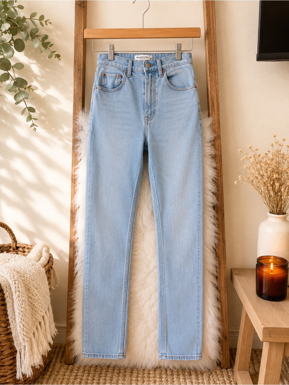 Abercrombie & Fitch Light Wash High-Rise Slim Jeans